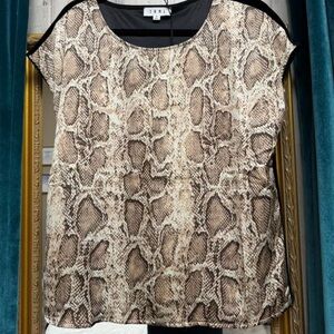 Women's Snake Print Blouse - Tan and Black
